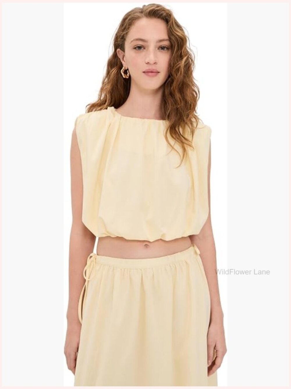 Boat Neck Sleeveless Tank Top with Bubble Hem - Picture 1 of 6